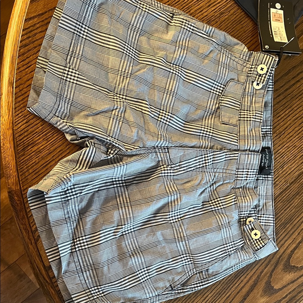 Autograph Men's Plaid Swim Trunks in Navy and White